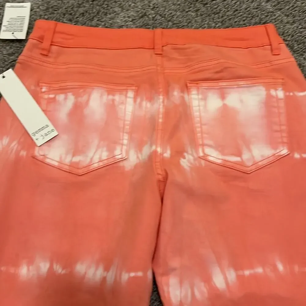 NWT‎ Gemma+Jane Tye Dye Flared Jeans Lace Size 8 Coral Hippie Concert Beach Y2K